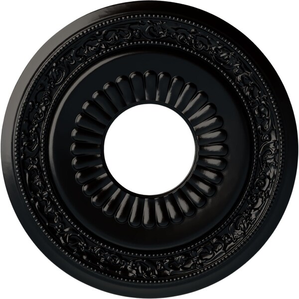 Ekena Millwork Lauren Ceiling Medallion (Fits Canopies up to 6 1/4"), 20 5/8"OD x 6 1/4"ID x 1 3/8"P, Jet Black CM20LNBLF - main